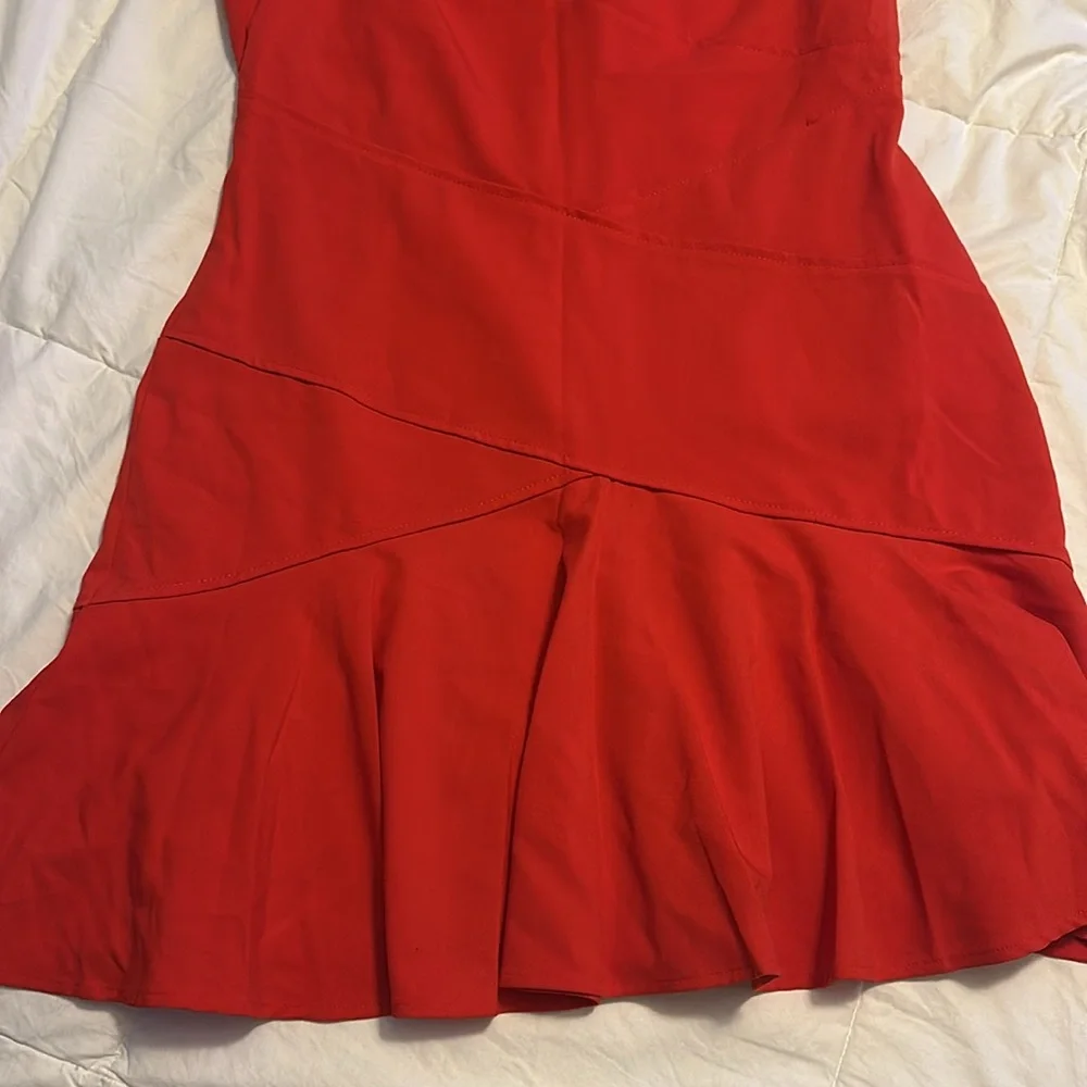 Sleeveless Red Flare Hem Dress - Picture 2 of 4